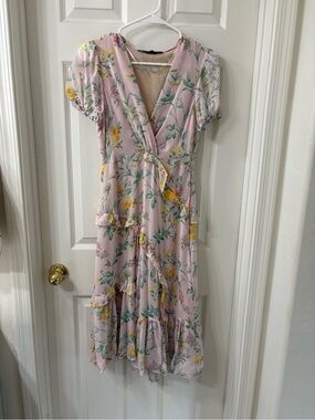 Zara Woman Wrap Midi Dress in Light Pink